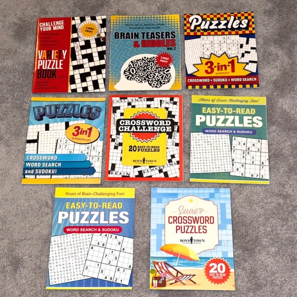 Lot of (8) never-used Crossword Puzzle Books -- varying levels - Picture 1 of 1
